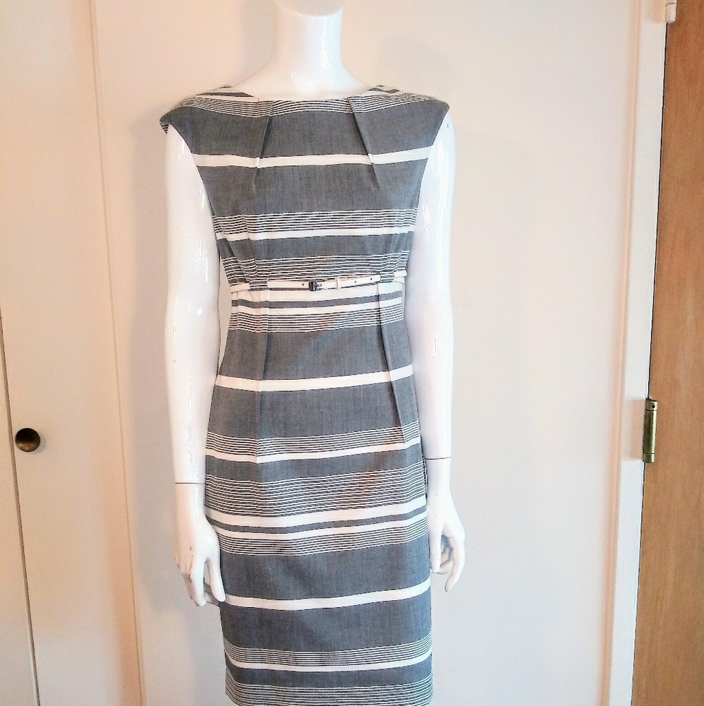 Calvin Klein Cap-Sleeve Striped Dress
